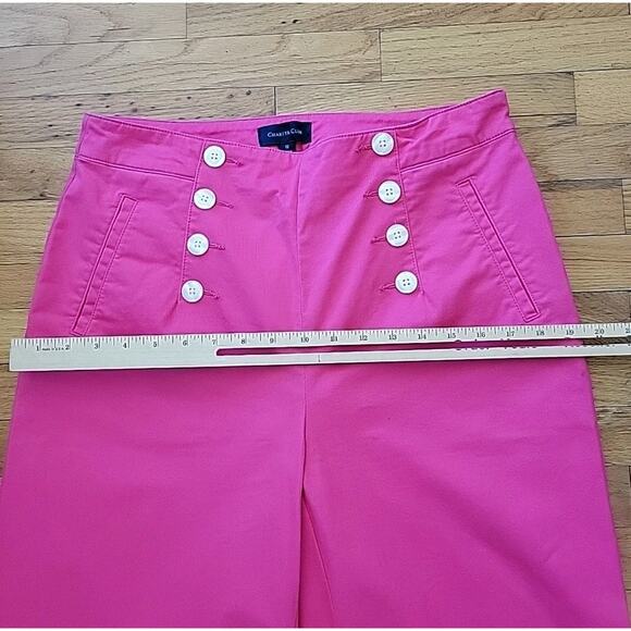 Charter Club Cropped Wide Leg Sailor Pants Hot Pink High Rise Barbie Nautical - Picture 7 of 15